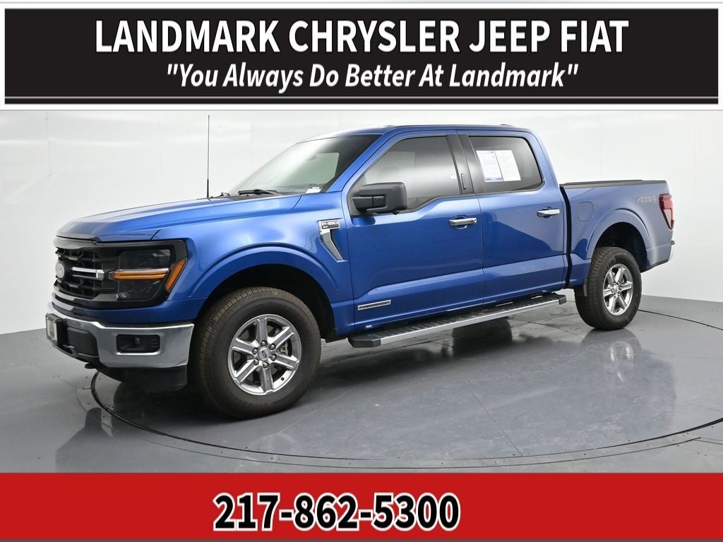2024 Ford F-150 XLT in Blue Metallic — front three-quarter view