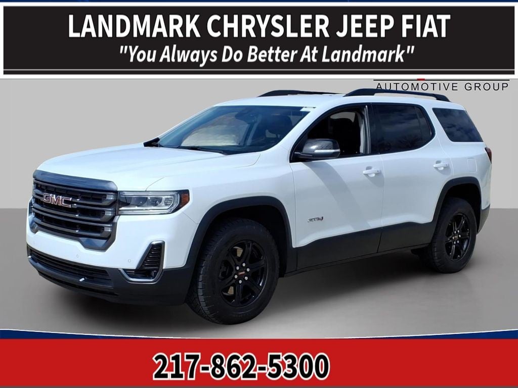 2023 GMC Acadia AWD 4dr AT4 in Summit White — front three-quarter view