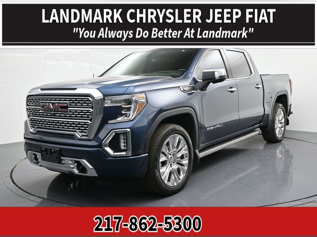 2020 GMC Sierra 1500 Denali in Pacific Blue Metallic — front three-quarter view