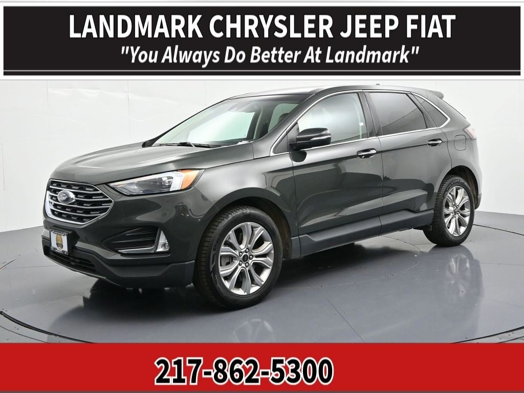 2024 Ford Edge Titanium AWD in Green Metallic — front three-quarter view
