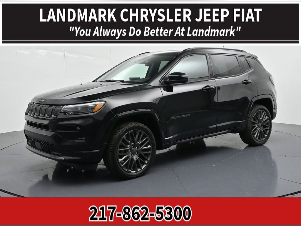 2022 Jeep Compass Limited in Diamond Black — front three-quarter view