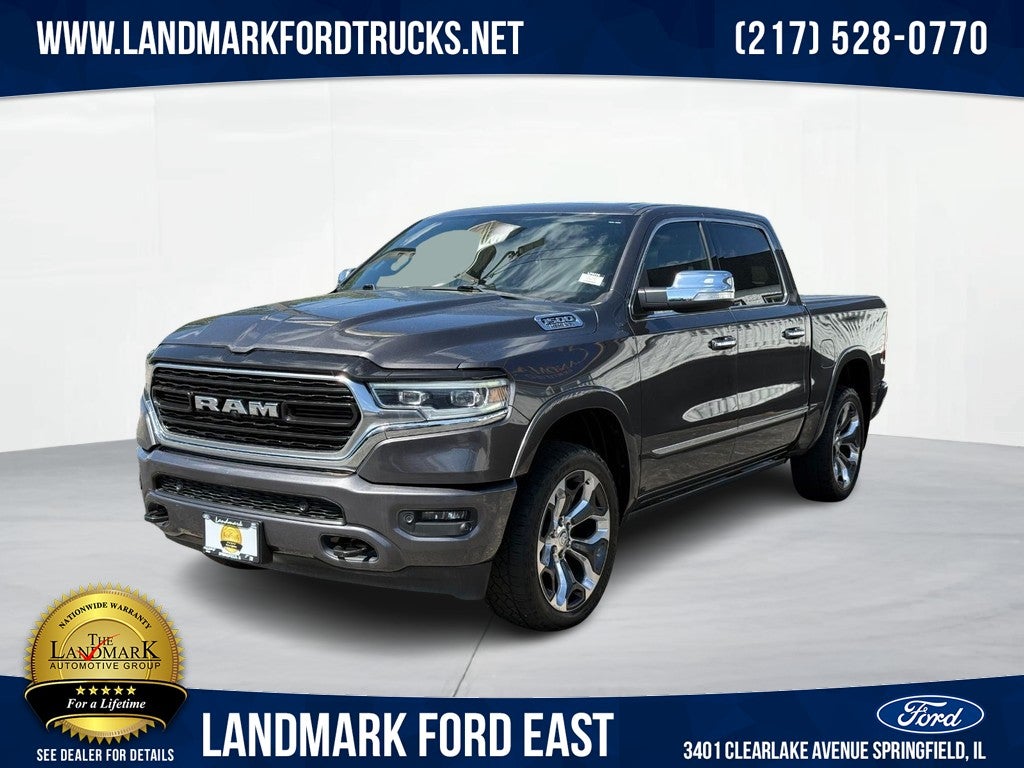 2019 RAM 1500 Limited 4x4 Crew Cab 5'7" Box in Maximum Steel Metallic — front three-quarter view