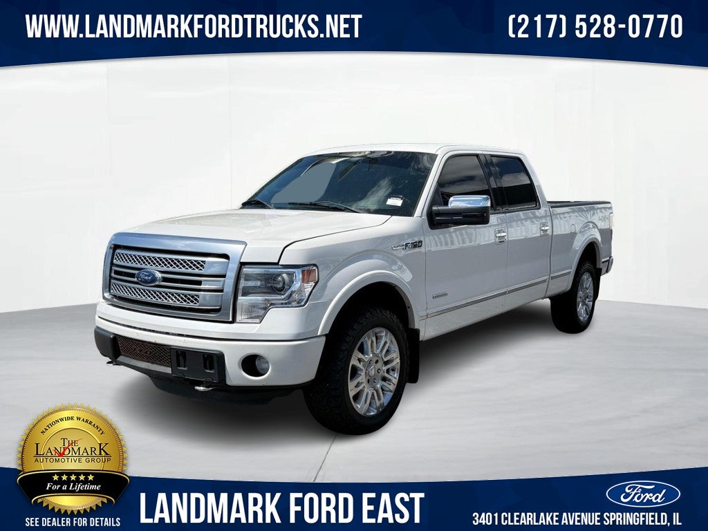 2013 Ford F-150 4WD SuperCrew 145" Platinum in White Platinum Metallic Tri-Coat — front three-quarter view