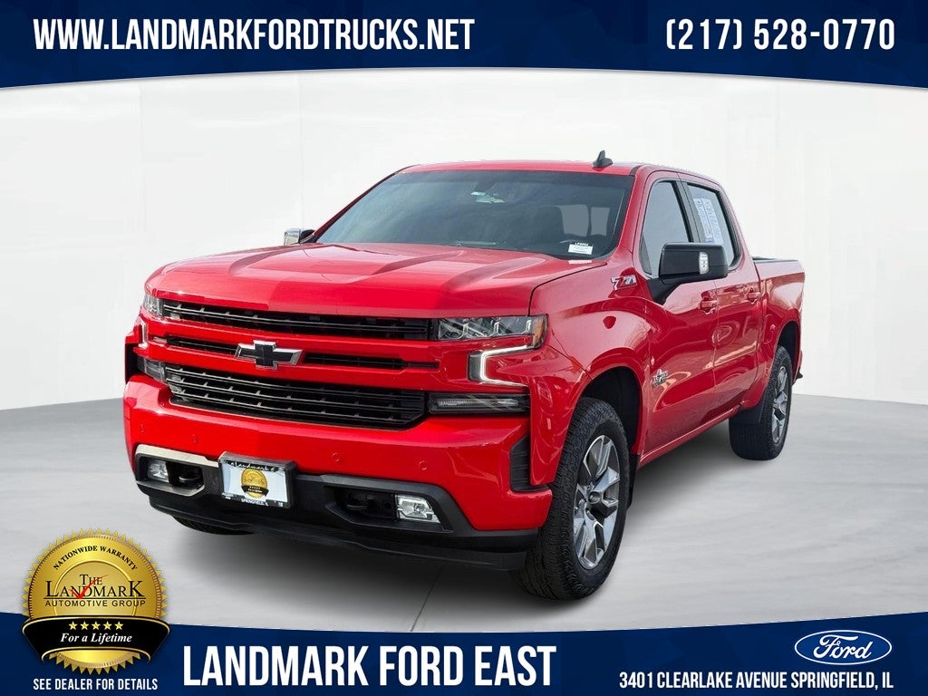2022 Chevrolet Silverado 1500 LTD 4WD Crew Cab 147" RST in Red Hot — front three-quarter view