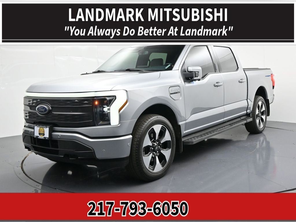 2023 Ford F-150 Lightning Platinum in Silver Metallic — front three-quarter view