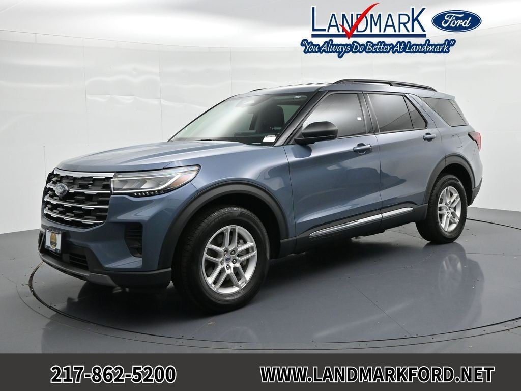 2025 Ford Explorer Active 4WD in Vapor Blue — front three-quarter view