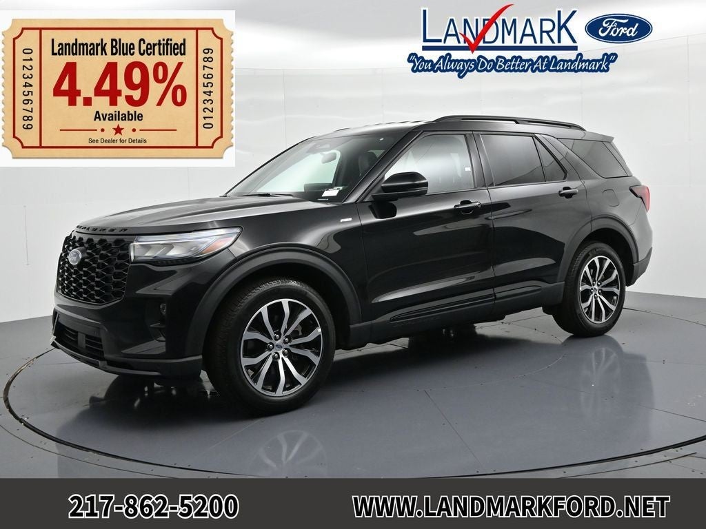 2026 Ford Explorer ST-Line 4WD in Black Metallic — front three-quarter view
