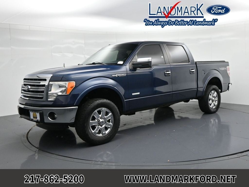 2013 Ford F-150 Lariat in Blue — front three-quarter view
