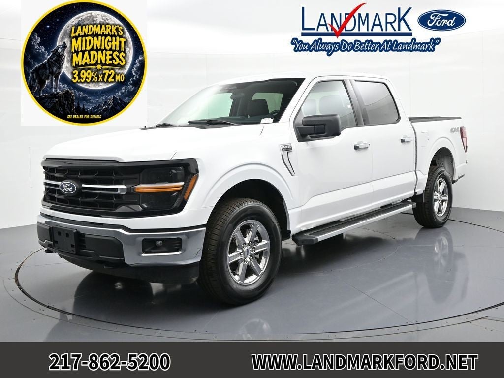 2025 Ford F-150 XLT in Oxford White — front three-quarter view