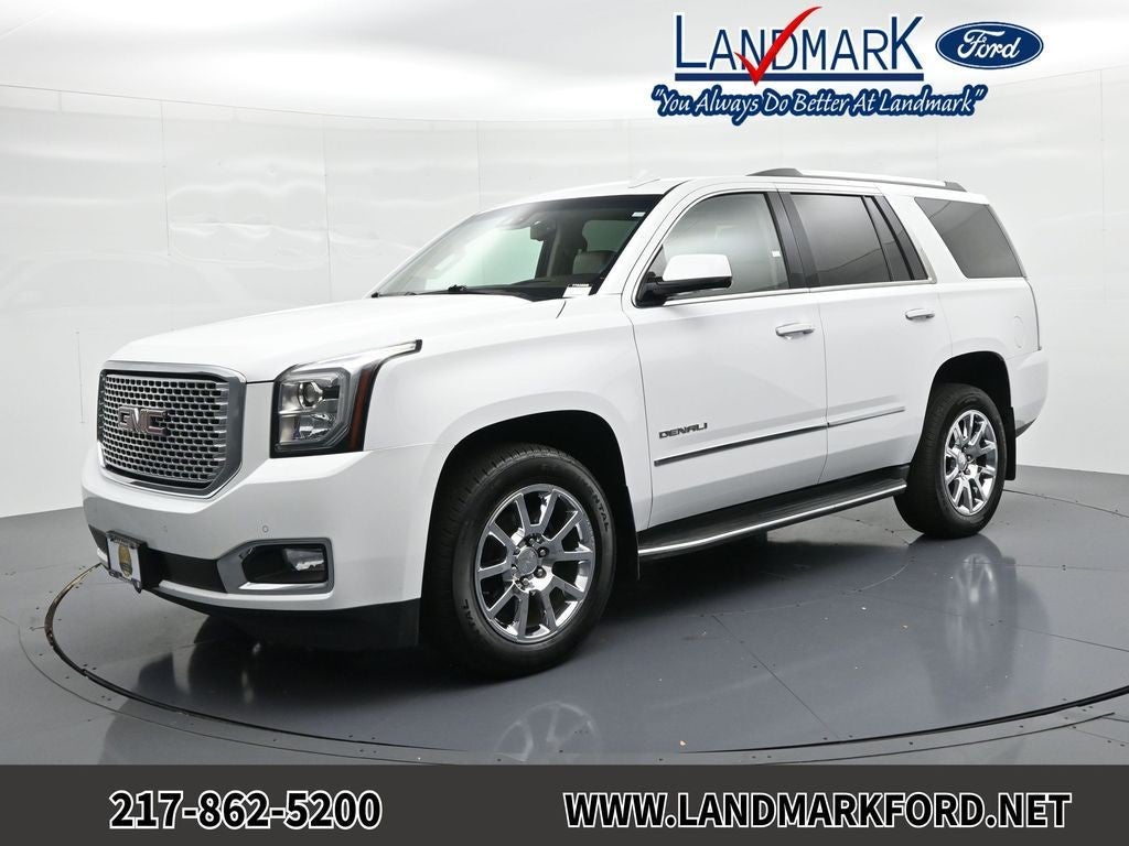 2016 GMC Yukon 4WD 4dr Denali in Summit White — front three-quarter view