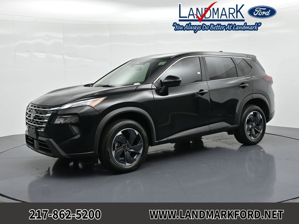 2024 Nissan Rogue AWD SV in Super Black — front three-quarter view