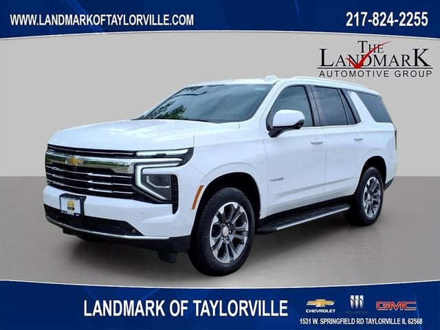 2026 Chevrolet Tahoe LT in Summit White — front three-quarter view