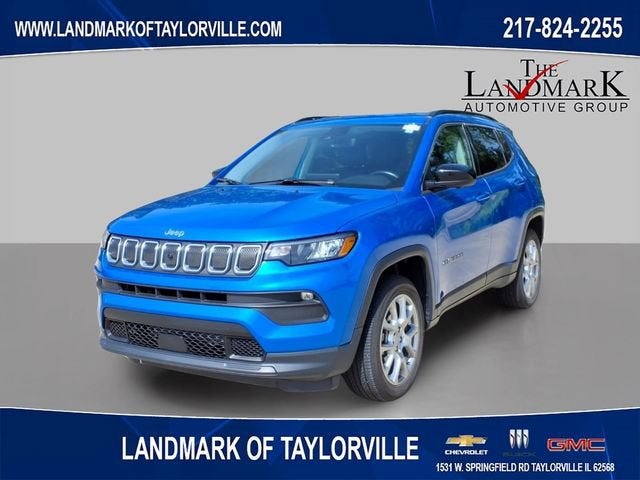 2022 Jeep Compass Latitude Lux in Laser Blue Pear — front three-quarter view