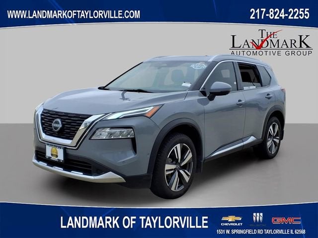 2023 Nissan Rogue Platinum in Boulder Gray Pe — front three-quarter view
